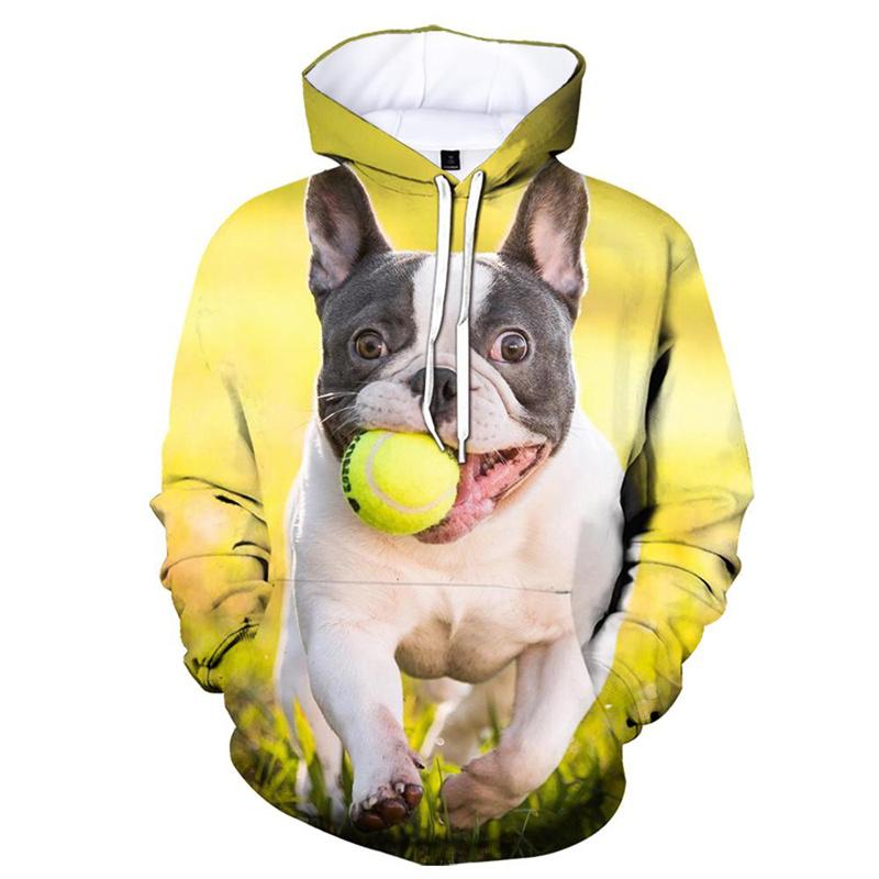 ETST0011 Schattige 3D-geprinte Franse Bulldog-hondenhoodies Herenmode Casual Lange mouwen Hoodie Pullover Straat Sweatshirt Kinderen Herfstkleding S