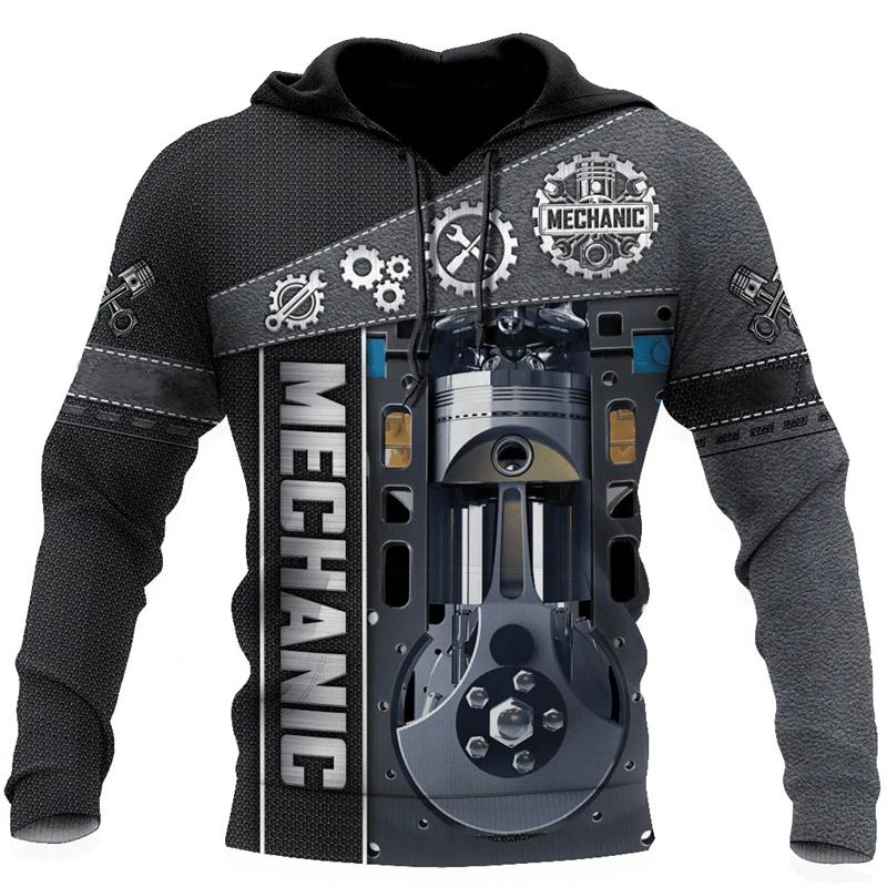 ETST 011 Mechanic Hoodies Gepersonaliseerde Heren Capuchon Sweatshirts Herfst Herenkleding Oversized Casual Truien Hoodie Unisex Streetwear S