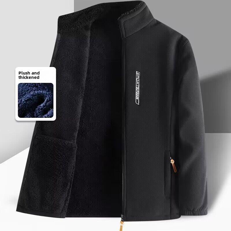 Bengxin Clothing Outdoor Plus Fluwelen Dikke Trui Heren Warme Kleding Herfst en Winter Jas Losse Grote Maat Polar Fleece Casual Cardigan Jas XL blauw