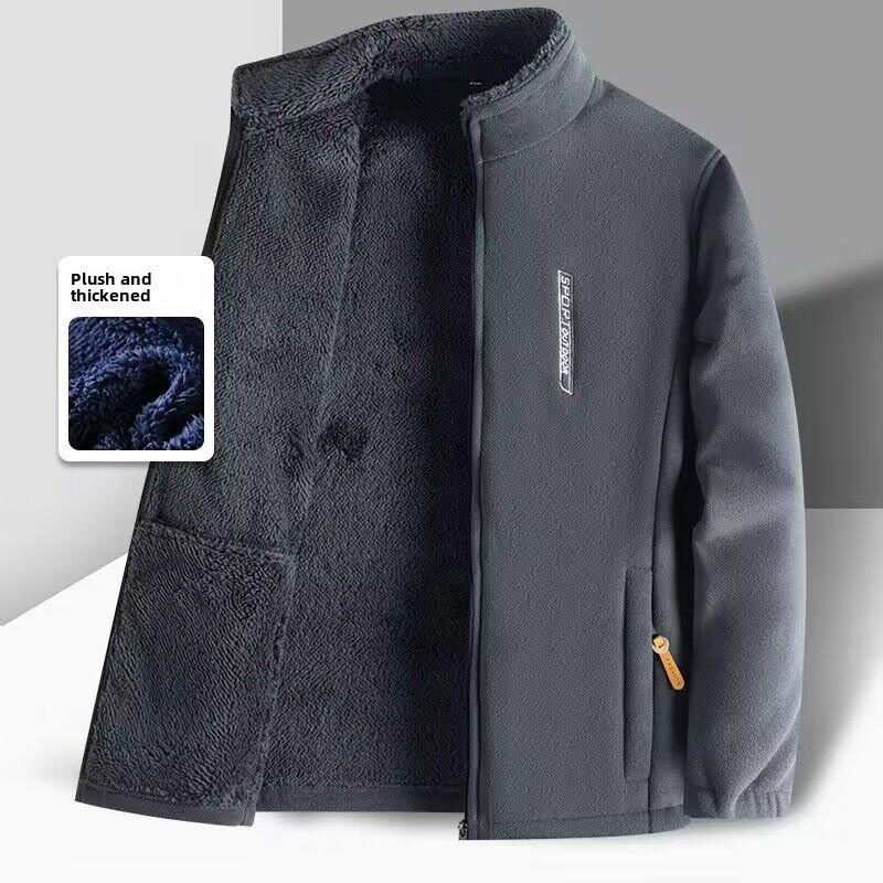 Bull Hat Outdoor Plus Fluwelen Dikke Trui Heren Warme Kleding Herfst en Winter Jas Losse Grote Maat Polar Fleece Casual Cardigan Jas XL blauw