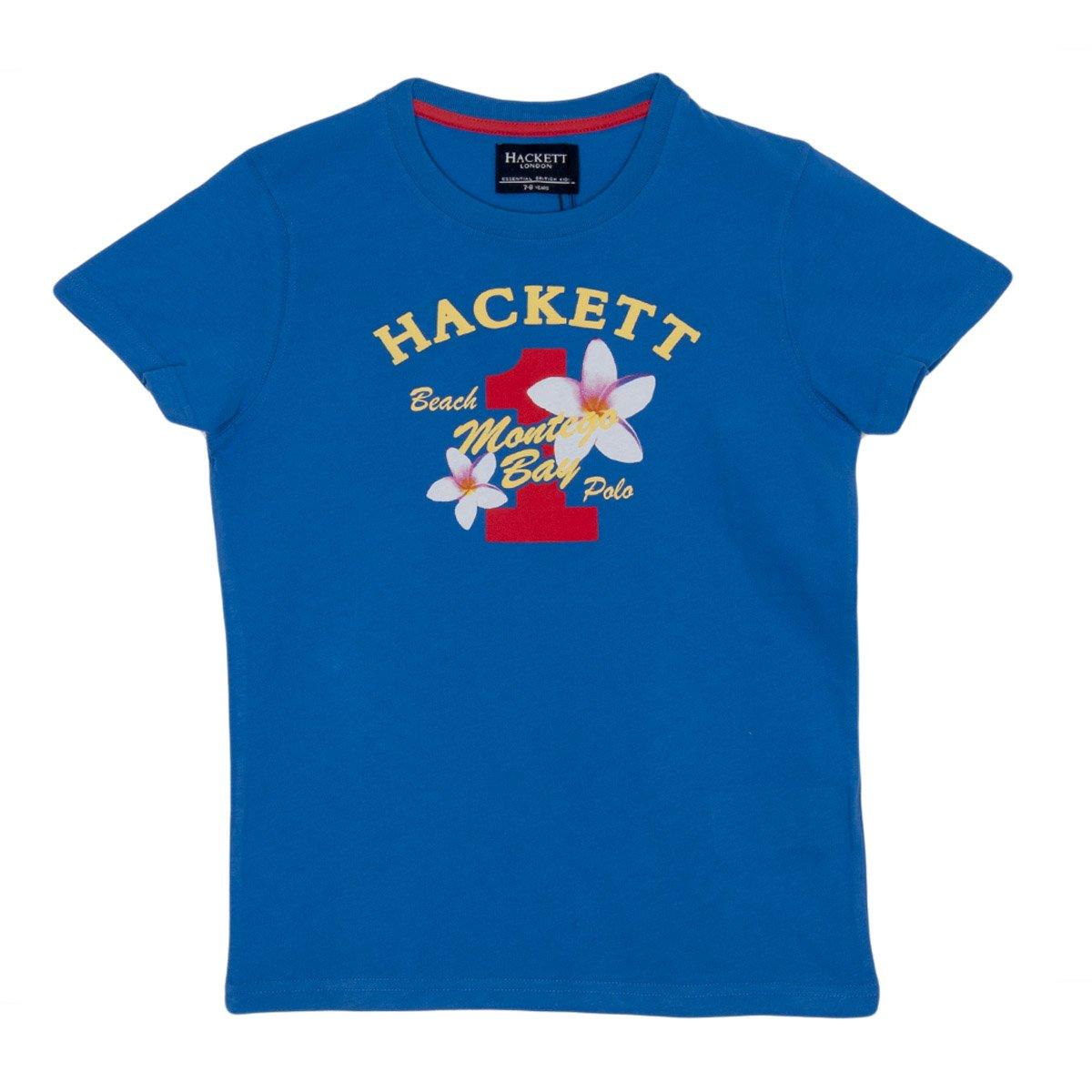 Hackett London Jongens T-shirt met ronde hals en korte mouwen HK500152 11/12 AÑOS blauw