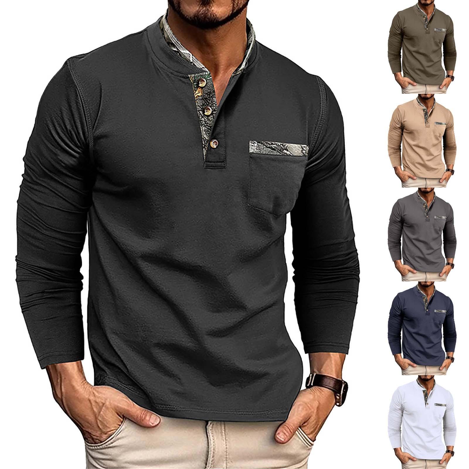 EG76LD Heren Color Blocked Half Zipper Pullover Outdoor Modieuze Casual Hoodie L legergroene kleur