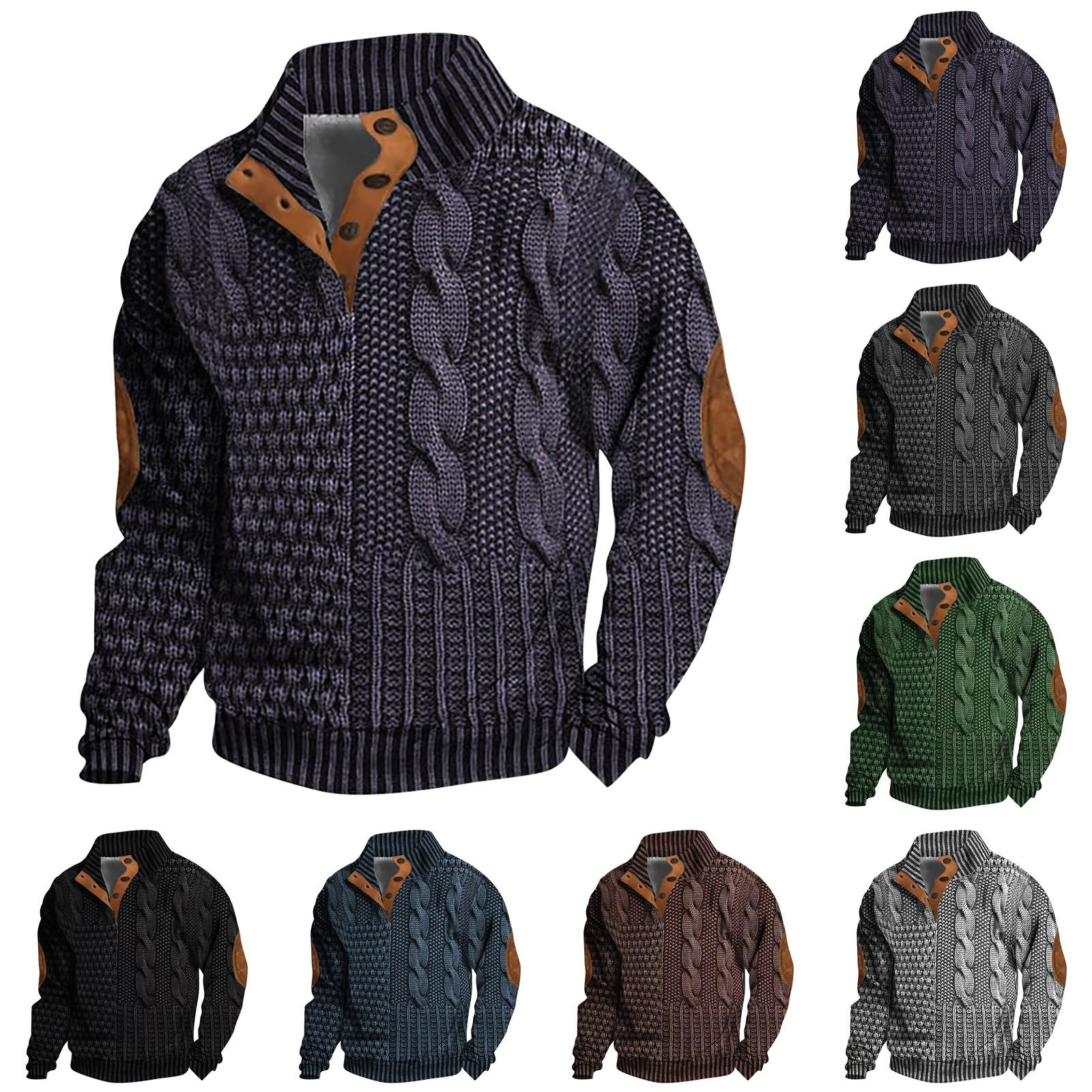 EG76LD Lente en herfst herensweatshirt met staande kraag is outdoor casual truien tops L zwart