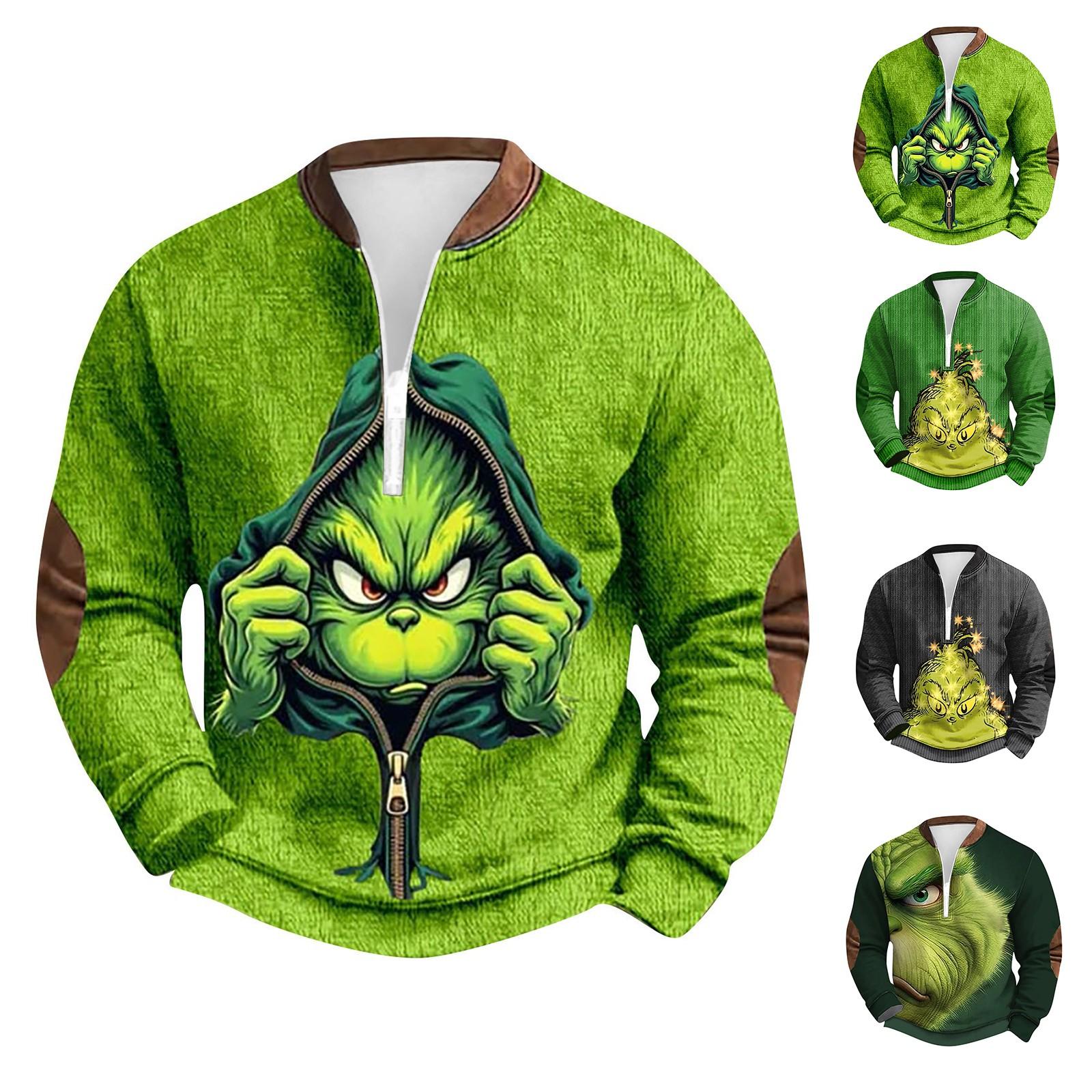 Winnerer Uranus Heren Retro Casual Gradient Bedrukt Sweatshirt L legergroene kleur