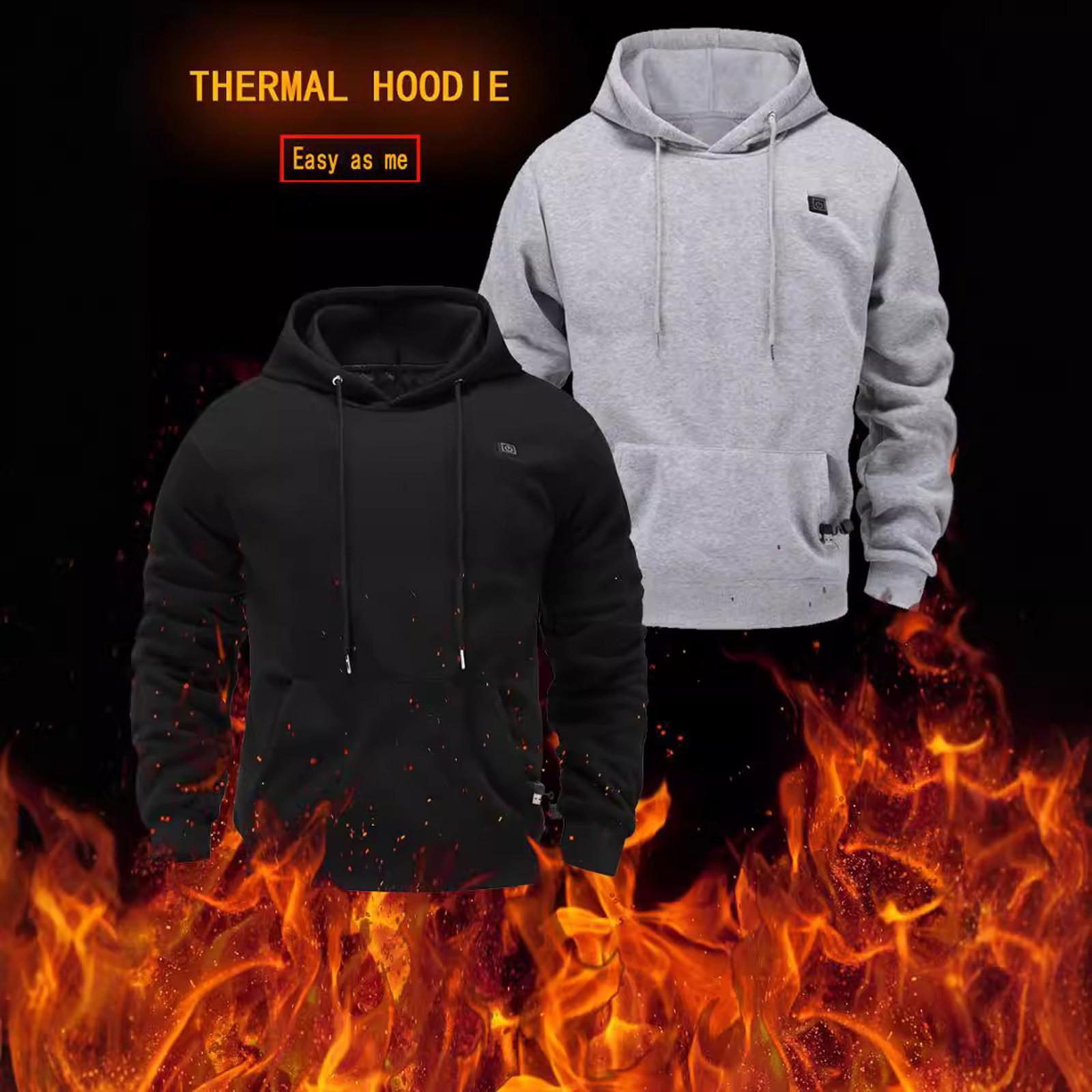 Ren Bag Warme kleding Hooded Sweatshirt Usb Verwarmde Sweatshirt Om Warm Te Blijven Buiten Casual Kleding L zwart