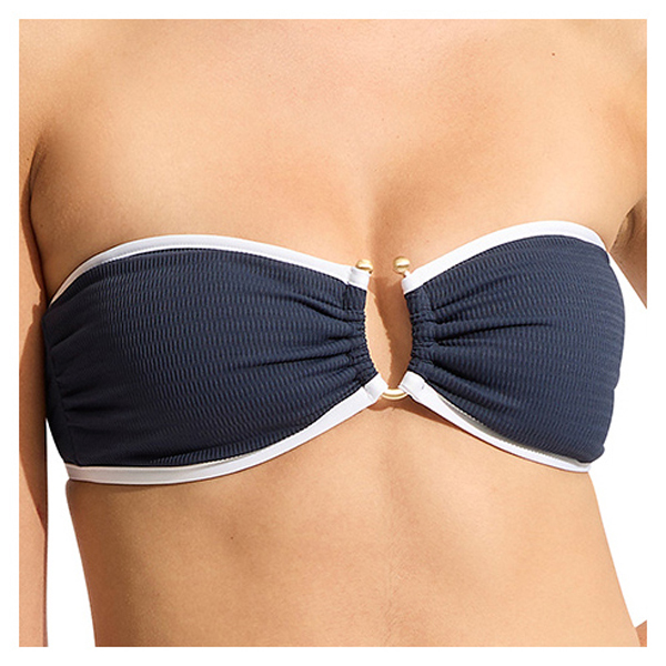 Seafolly - Women's Beach Bound Ring Front Bandeau - Bikinitop, blauw