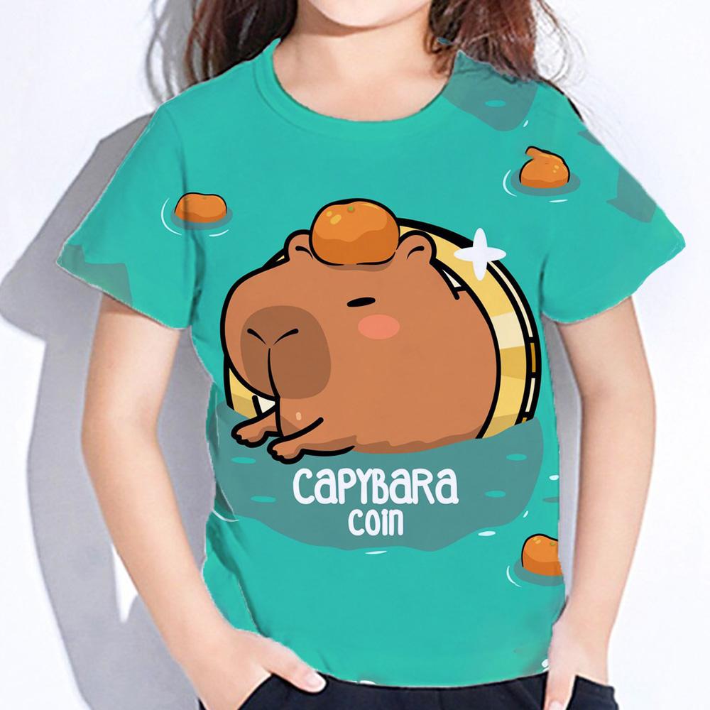 Zengyanqin02 Kinderkleding voor meisjes Capybara T-shirt voor meisjes Kawaii Meisjes Zomerkleding Cartoon T-shirts Top Shirts 2024 Babykleding 100