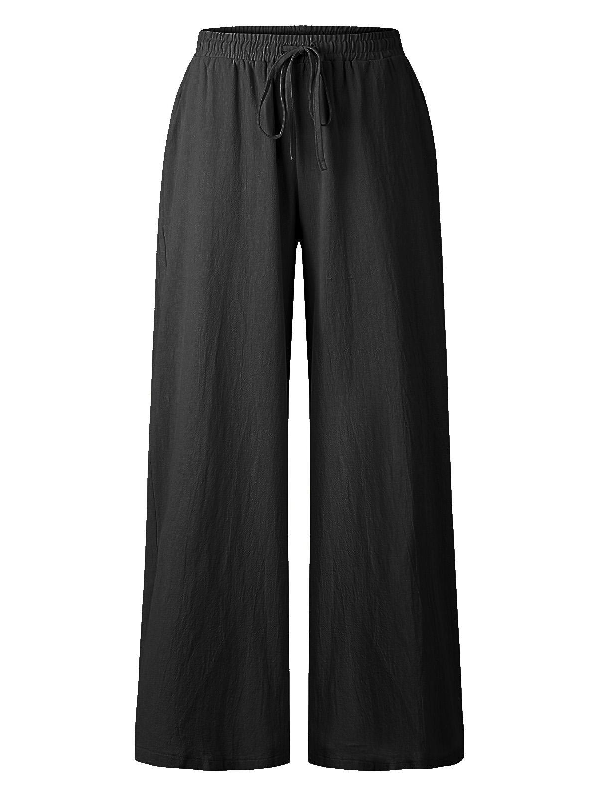 Automobile and motorcycle supplies Damesbroek met wijde pijpen en zakken Vakantiemeditatie Grote maat oversized broek Medium zwart