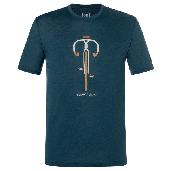 super.natural - Vintage Bike Tee - Merinoshirt, blauw