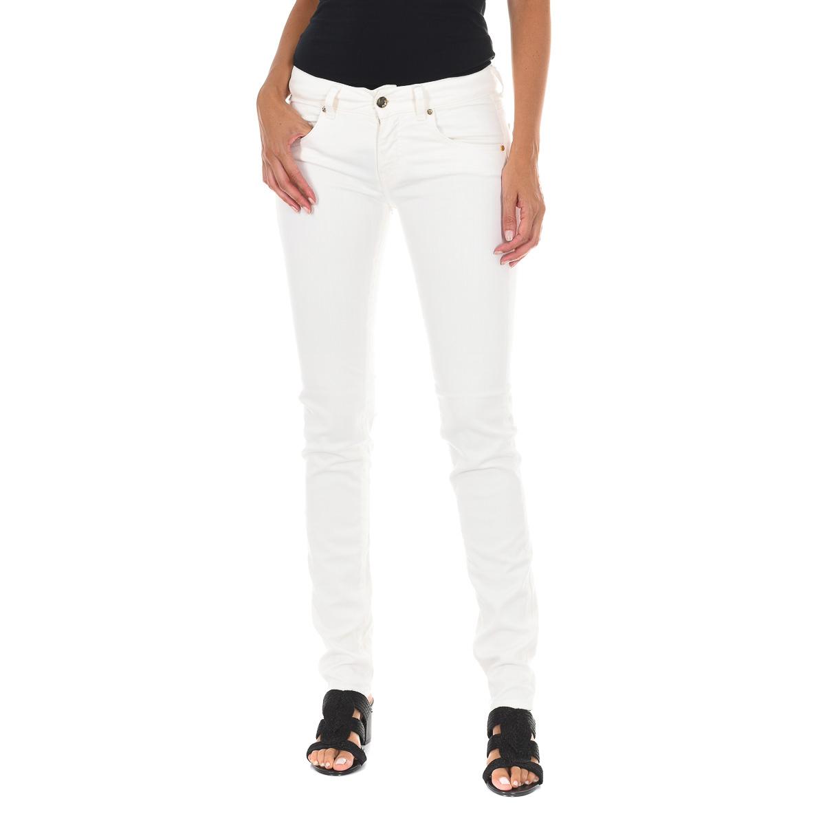 Dames lange jeans met slim fit zomen 10DBF0475-B088 23-USA diepe karmijn kleur