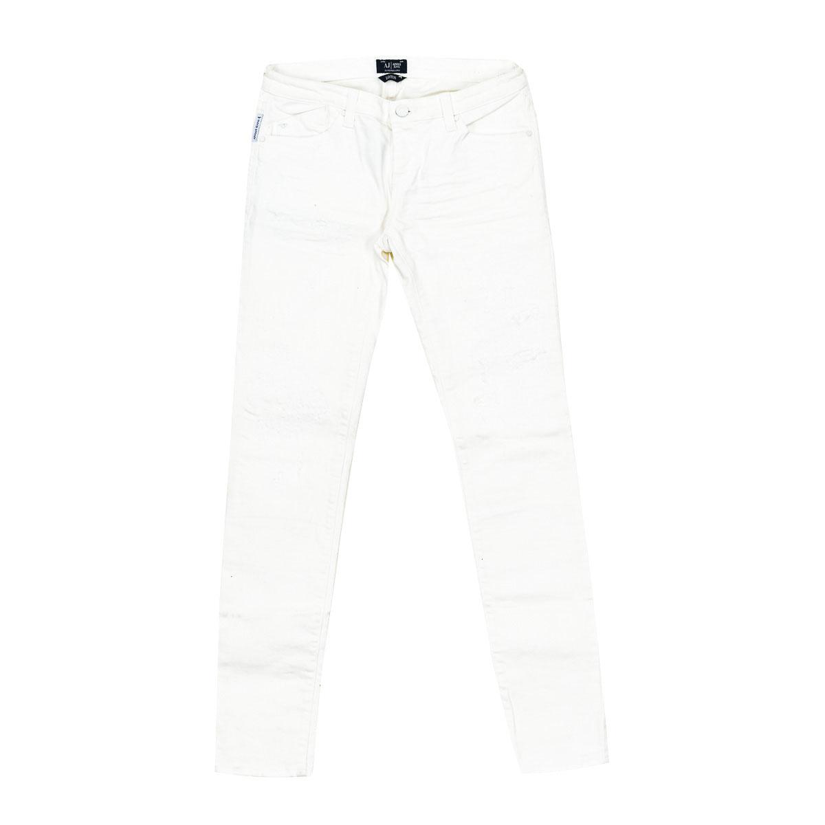 Armani Jeans C5J06-5X Dames gescheurde en gebroken effect lange jeans 25-USA wit