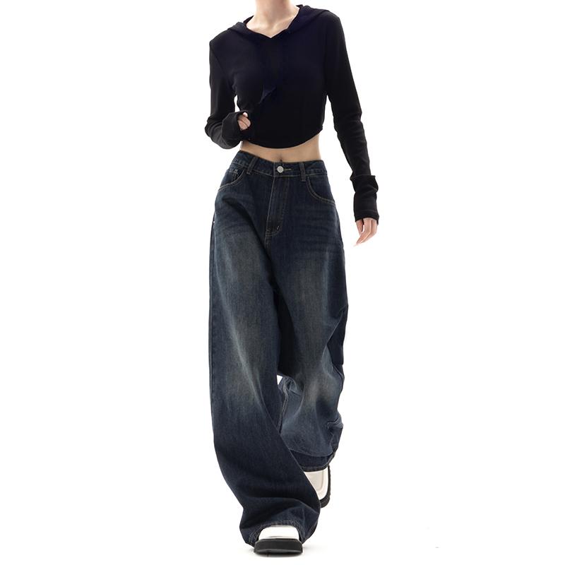 Exotic Vintage Baggy Jeans Dames Streetwear Y2k Wijde Pijpen Oversized Harajuku Denim Broek Herfst Koreaanse Mode Jeans Broek S blauw