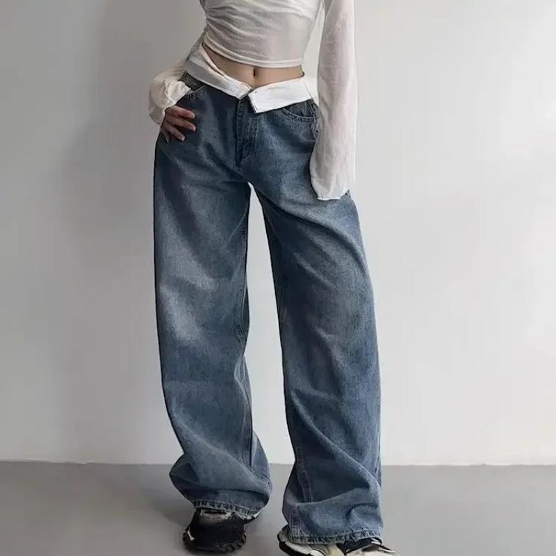 Exotic Vintage Y2k Jeans Dames Baggy Kpop Gyaru Streetwear Wide Blue Denim Broek Harajuku Koreaanse Acubi Fashion Hoge Taille Jeans S blauw