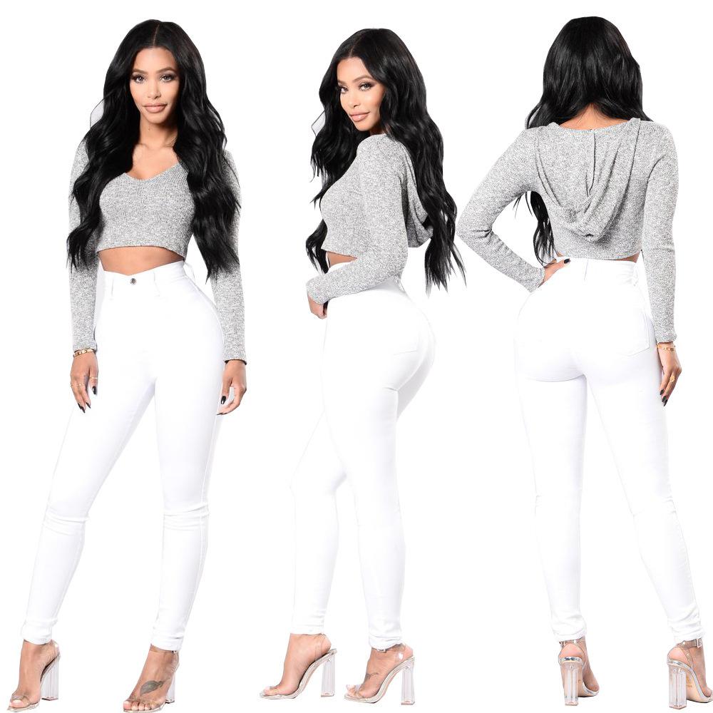 Omena Stijlvolle High-Stretch Hip Lift Jeans voor dames S grijs