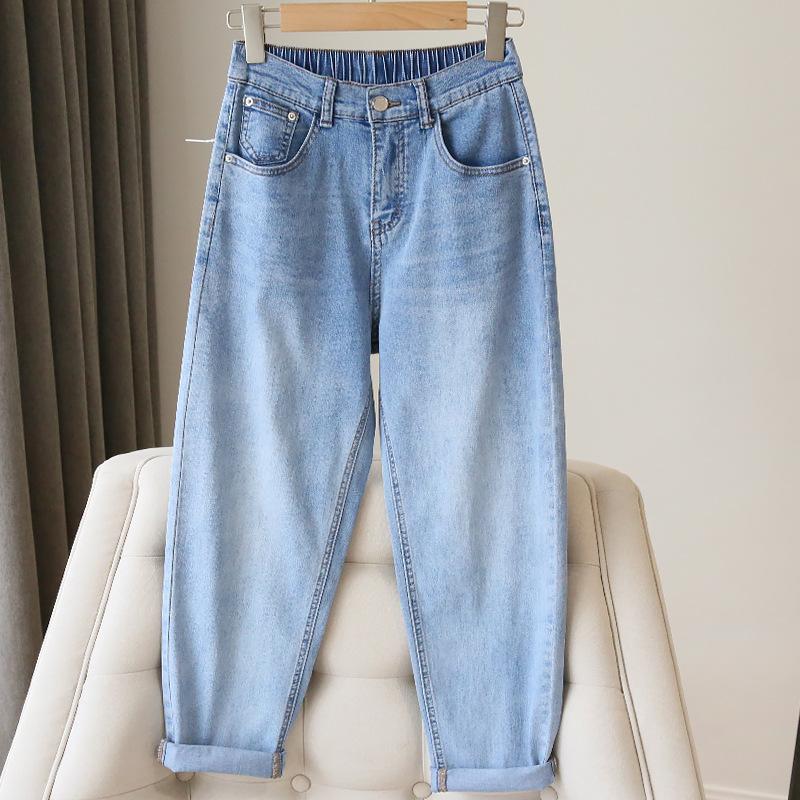 Roser Dames Jeans Lente Herfst Elastische Taille Lichtblauwe Losse Denim Broek Harem Broek Vrouwelijke Casual Broeken XXXXXL lichtblauwe kleur