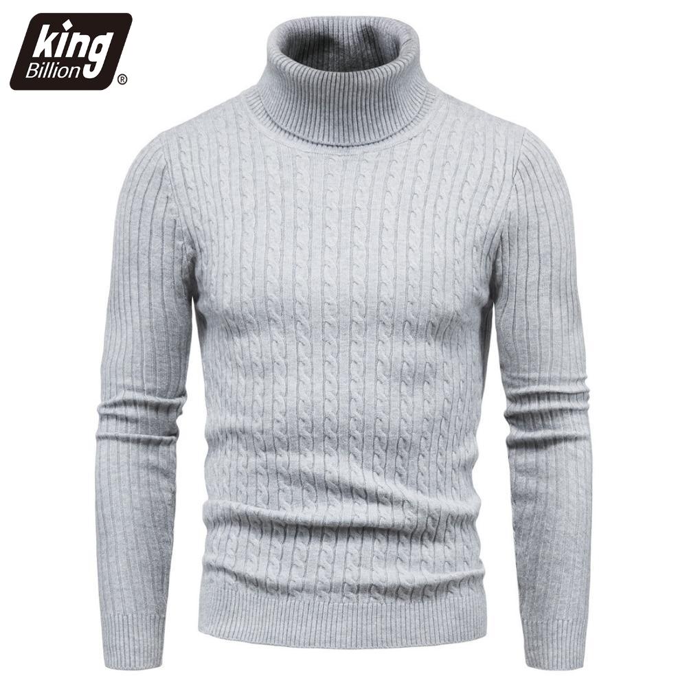 King Billion Herfst en winter coltrui warme mode effen kleur trui heren trui slanke pullover heren gebreide trui onderkant shirt S zwart