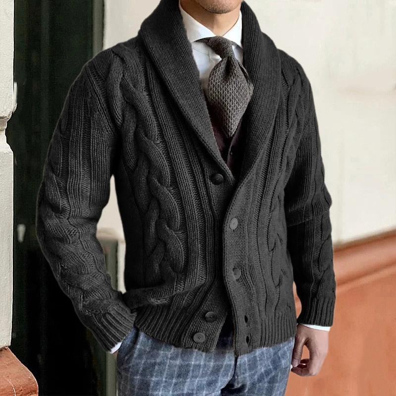 LIngzhi Herfst Winter Warme Trui Heren Cardigan Gebreid Lange Mouw Borstkraag Jas Man Casual Mode Breiwerk Kleding XL bruin