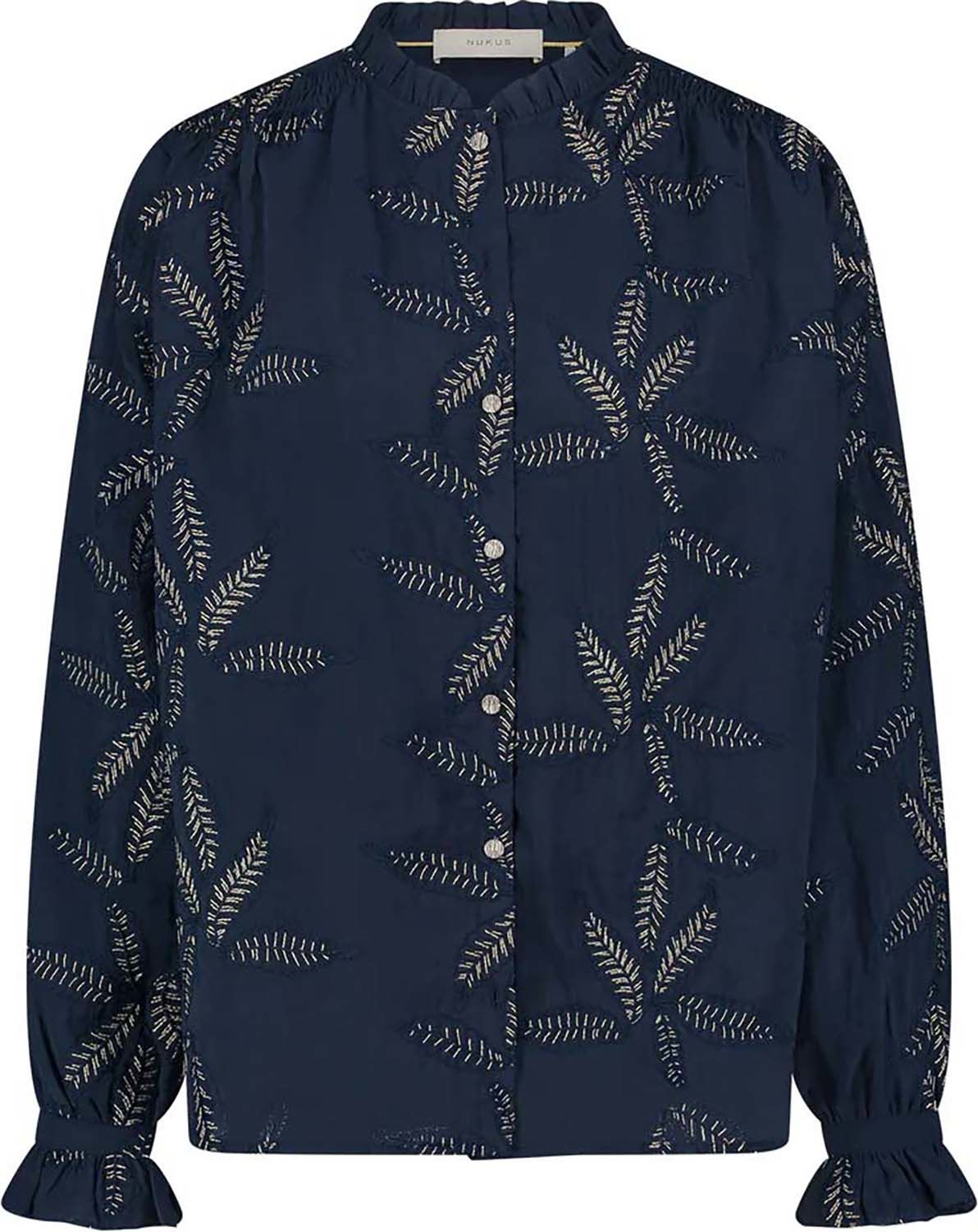 Nukus Blouse Jenna Embroidery Blauw dames