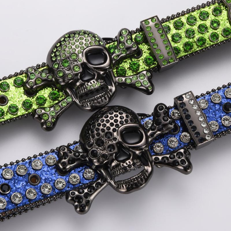Meimeier Wind Skull Diamond Belt Buckle Hip Hop Decoratieve Strass Broekriem Tide 105cm