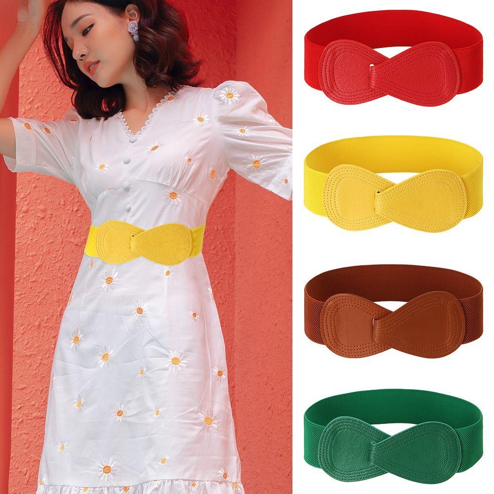 YXzhuoxing Vrouwen Brede Haak Exquise Tailleband Elastische Riemen Strik Tailleband Taille Riemen wit