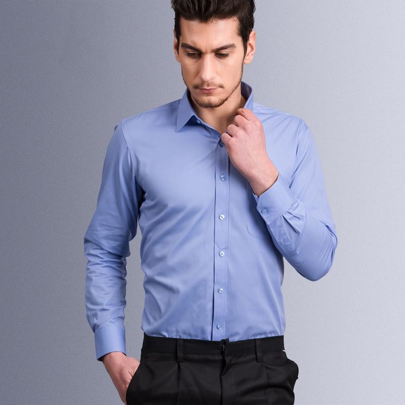 NK-Fashion-9 Hoogwaardig heren formeel overhemd met lange mouwen, wit S