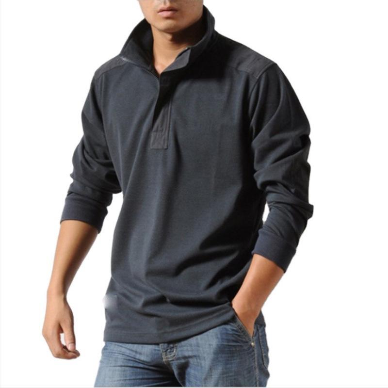 Tooyoo Lente en herfst Jeugd Lange mouw T-shirt Heren Revers Losse Grote Rits Polo Shirt M-XXXL L paars