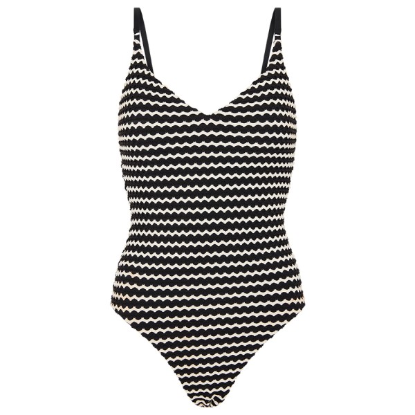 Seafolly - Women's Mesh Effect V Neck One Piece - Badpak, grijs/zwart
