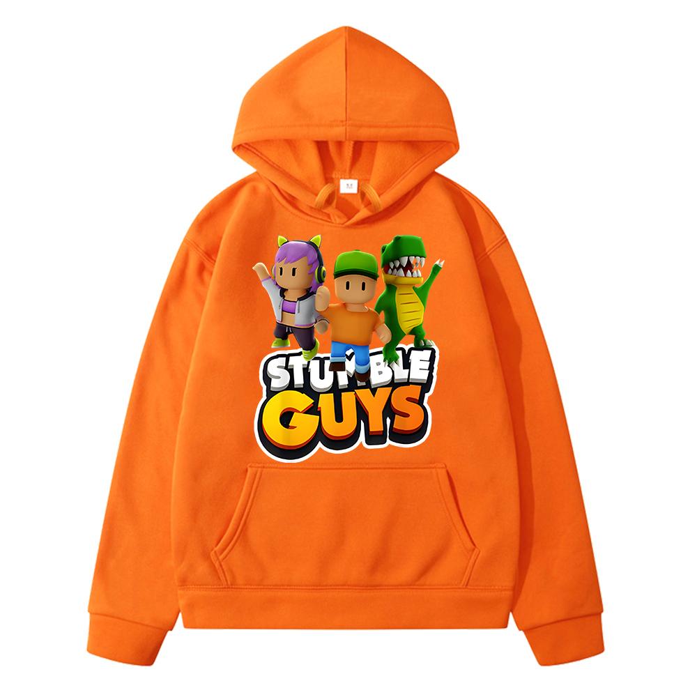 Rice grain childrens clothing factory direct sales Stumble Guys Print Hoodies Herfst Winter Fleece Sweatshirt anime hoodie Pullover Cartoon Jas y2k sudadera kinderkleding meisjes 130 zwart