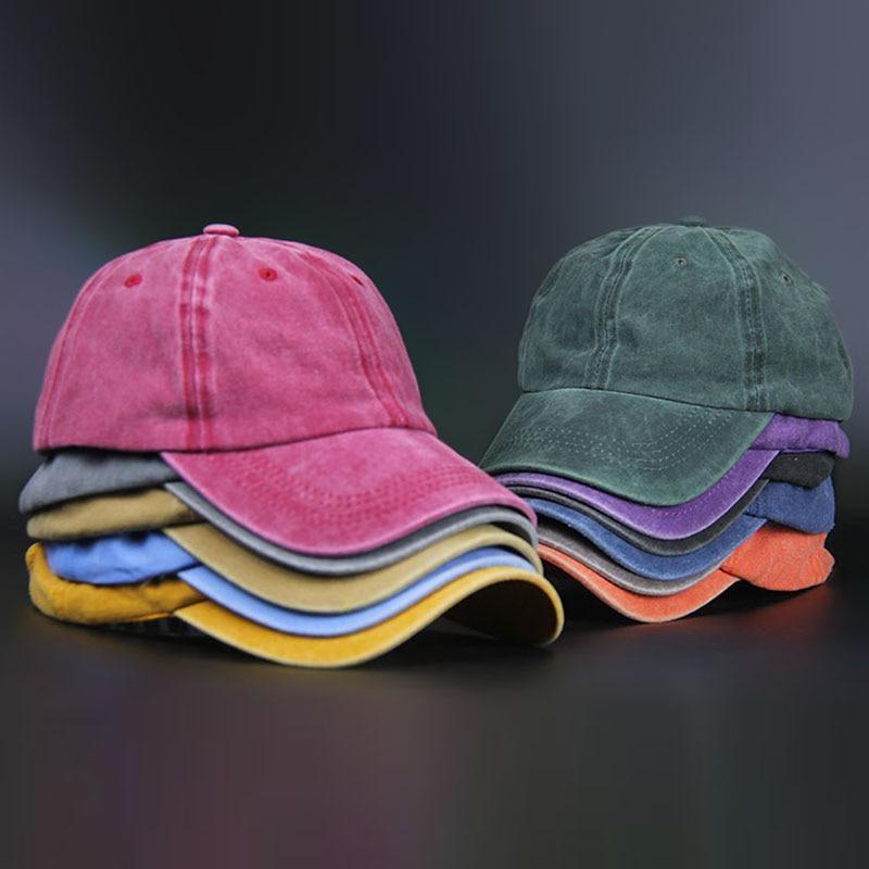 LChome Gewassen katoenen effen baseballpet retro verstelbare vaderhoeden cadeau voor mannen vrouwen blauw