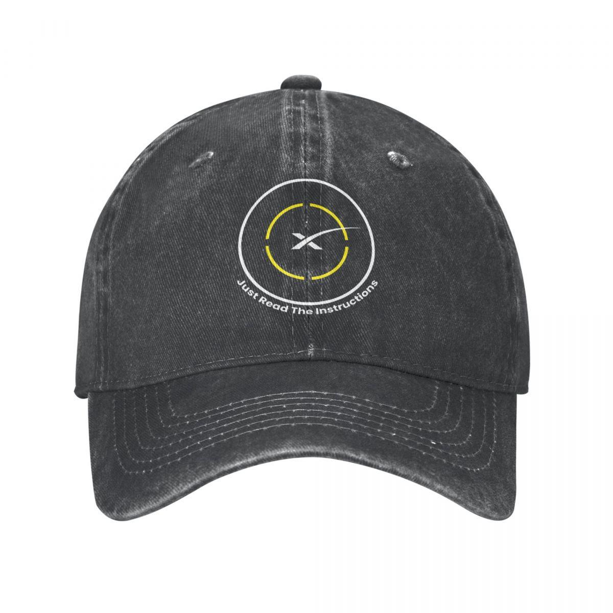 91421224MABLK3A4XG SpaceX Starship Katoenen Paardenstaart Baseball Cap Hoeden Dames Foguete Space X Logo Falcon Heavy Rocket Cap Zomer Casual Casquette One Size