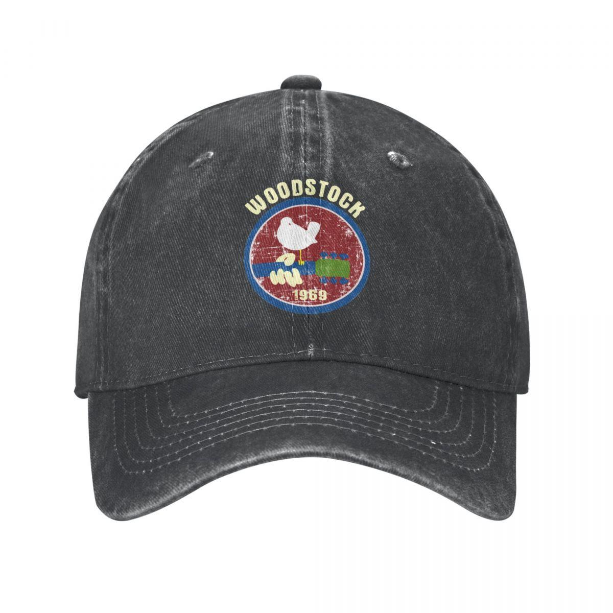 91421224MABLK3A4XG WS Woodstock 1969 Baseball Caps Fashion Distressed Washed Zonnepet Unisex Outdoor Workouts Caps Hoed One Size