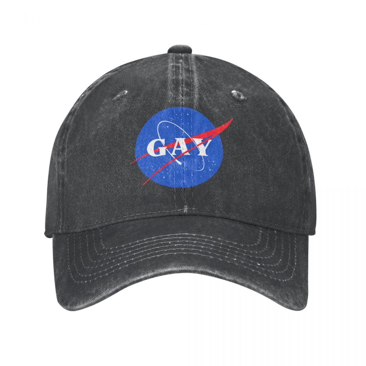 91421224MABLK3A4XG Gay Pride Logo Baseball Caps Retro Distressed Cotton Space Gay Queer LGBT Snapback Hat Outdoor Summer Unstructured Soft Caps Hat One Size