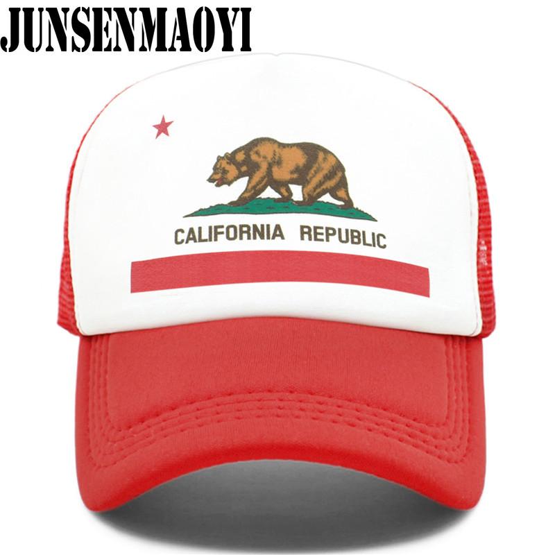 91530112MAC1H7JY0E California Trucker Cap Mannen Vrouwen Beer California Republic Vlag Cap Grappige Hip Hop Hoed Cap Coole Zomer Mesh Cap Volwassen Kinderen Kind Adult 55to58cm Head
