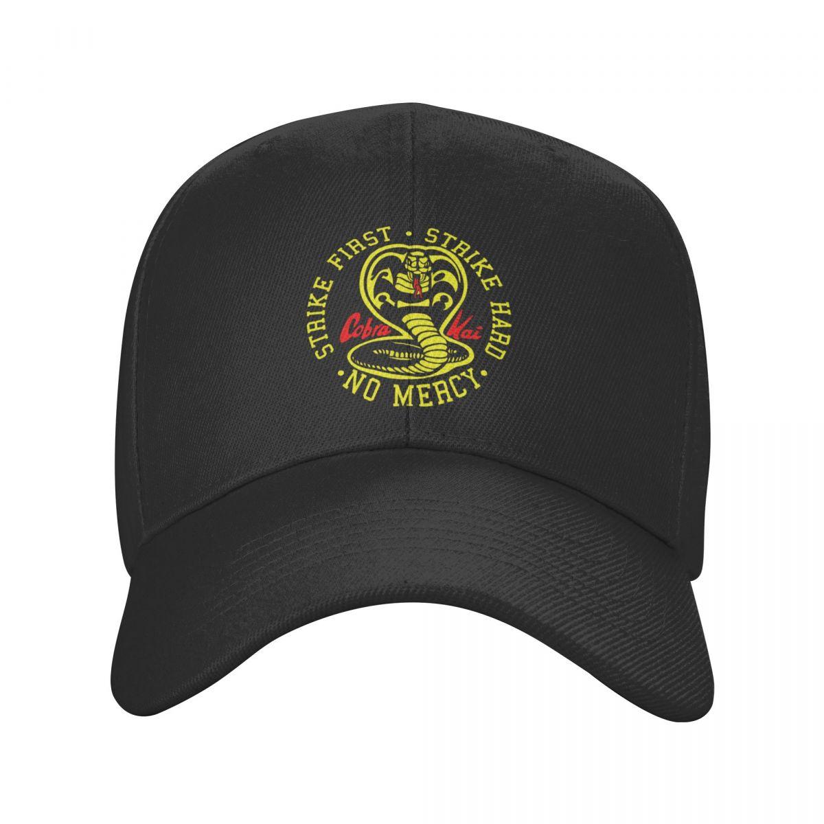 91460000MABYK9JE7A Cobra Kai The Karate Kid Baseball Cap Dames Unisex Ademend Strike First Strike Hard Dad Hat Outdoor Snapback Hoeden Trucker Caps Adjustable Cap