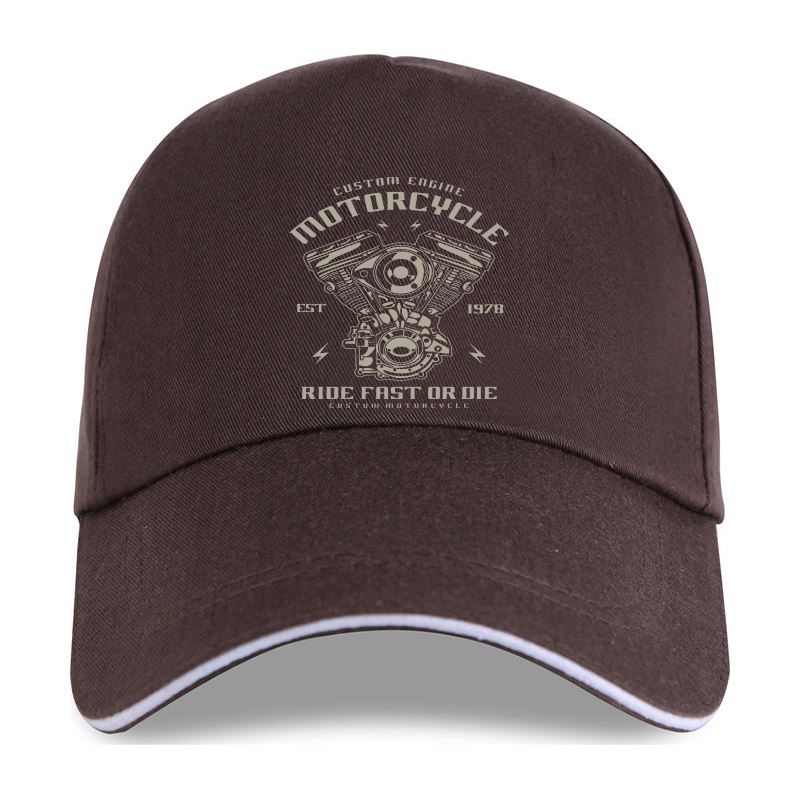 91510107MAC1P63Q47 Nieuwe 2023 Zomer Hoge Kwaliteit Unisex'S Baseball pet Klassieke Motorfiets V Twin Engine Rijd Snel Of Sterf Stijlvol Cool Modern T-shirt