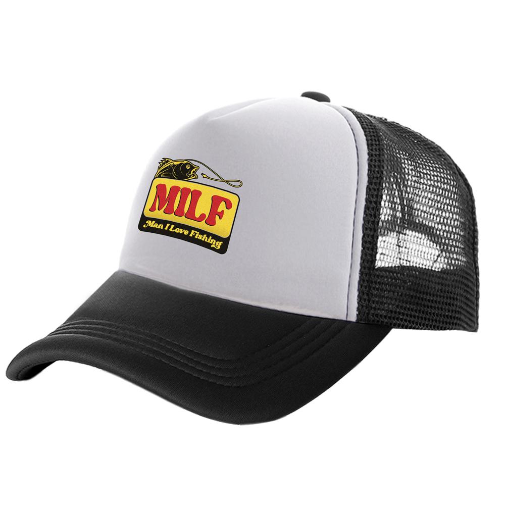91530102MAC1XWP06K MILF Man Ik hou van vissen Trucker Cap Unisex hoed Baseball Cap Coole zomer Unisex mesh net caps