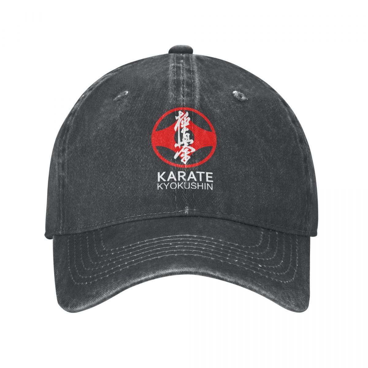 91440118MAC534JW32 Kyokushin Karate-symbool en Kanji Trucker Hat Stuff Vintage Distressed Denim Washed Baseball Cap voor Unisex Stijl Verstelbaar One Size