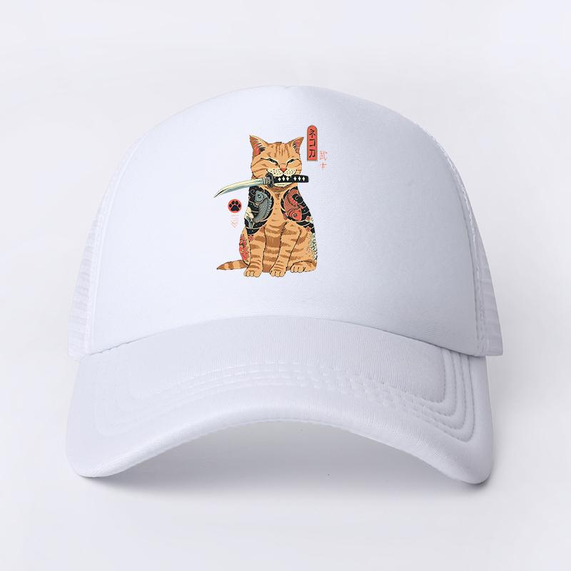 91440604MAC1QTP34F 2023 Japanse Anime Cat Casual Plain Mesh Baseball Cap Verstelbare Snapback Hoeden voor Vrouwen Unisex Hip Hop Reclame Witte Pet 54-60cm