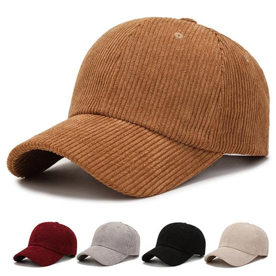 Mayshowou Corduroy honkbalpet met grote rand, dikke strepen, textuur, pet met klep, effen kleur, verstelbare omtrek, wandel-, reis- en winkelhoed zwart