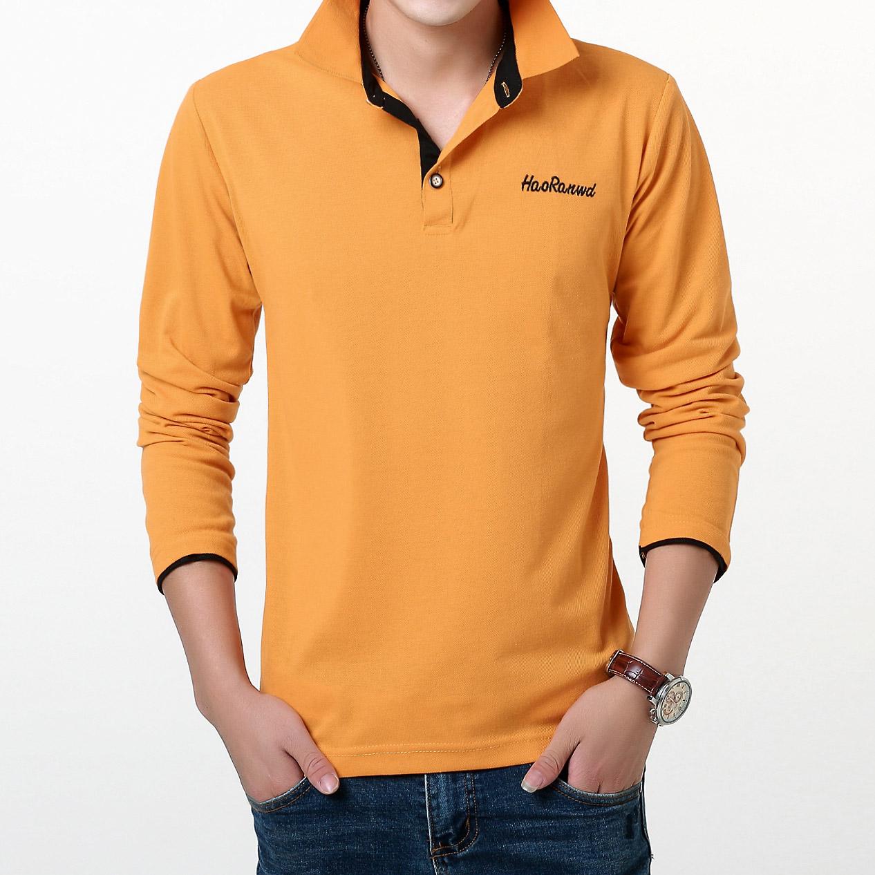 VVGUOWEI Herfst T-shirt met lange mouwen Reverspoloshirt Dieptepuntshirt Losse en comfortabele top Geschikt voor mannen van jonge en middelbare leeftijd XXXL