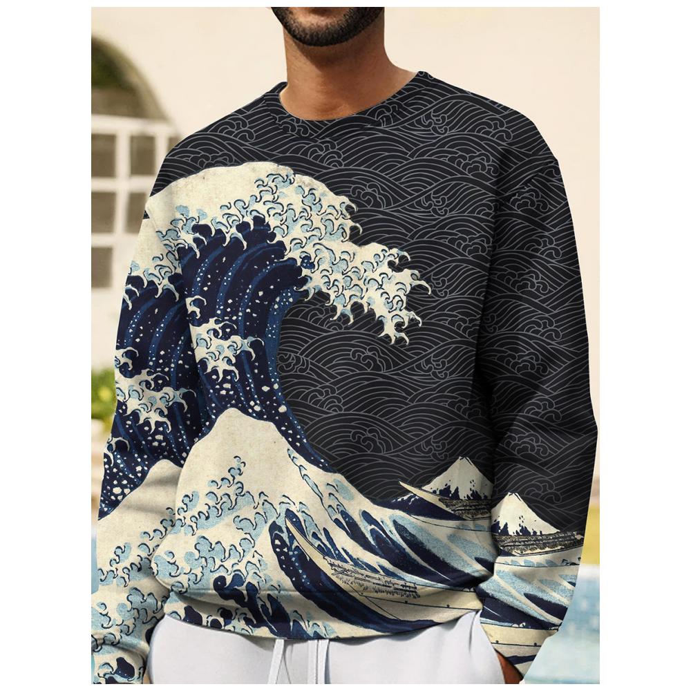 Bobby 2 Japanse Ukiyoe Sweatshirt Voor Heren Lange Mouw Tops Wave Grafische Kleding Oversized O Hals Pullover 2023 Streetshirt Boy Hoodies S