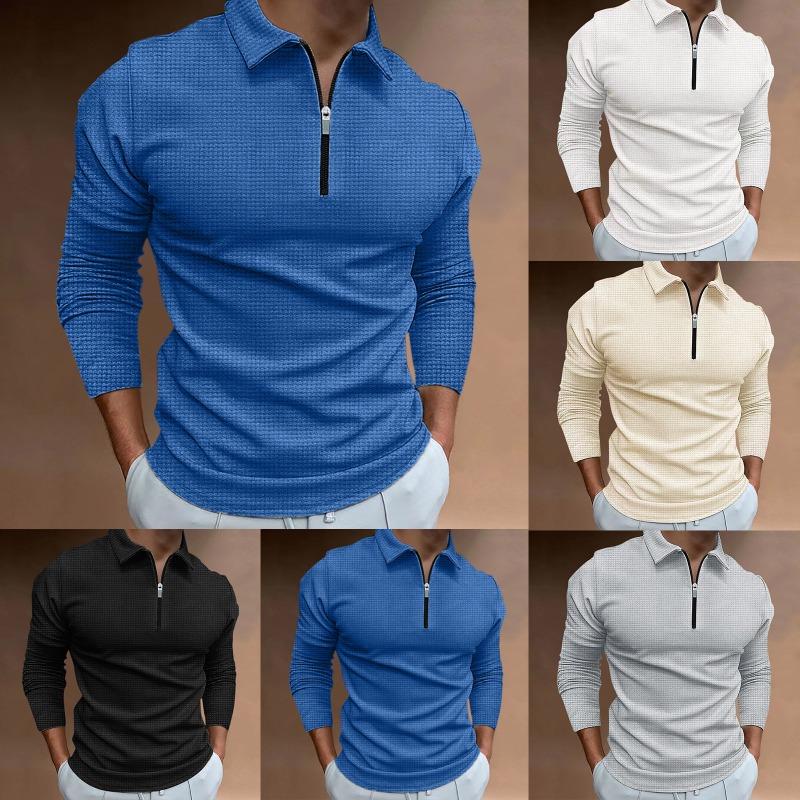 WowClassic Herfstwafel Rits Lange Mouw Polo Shirt Heren T-shirt Top S wit