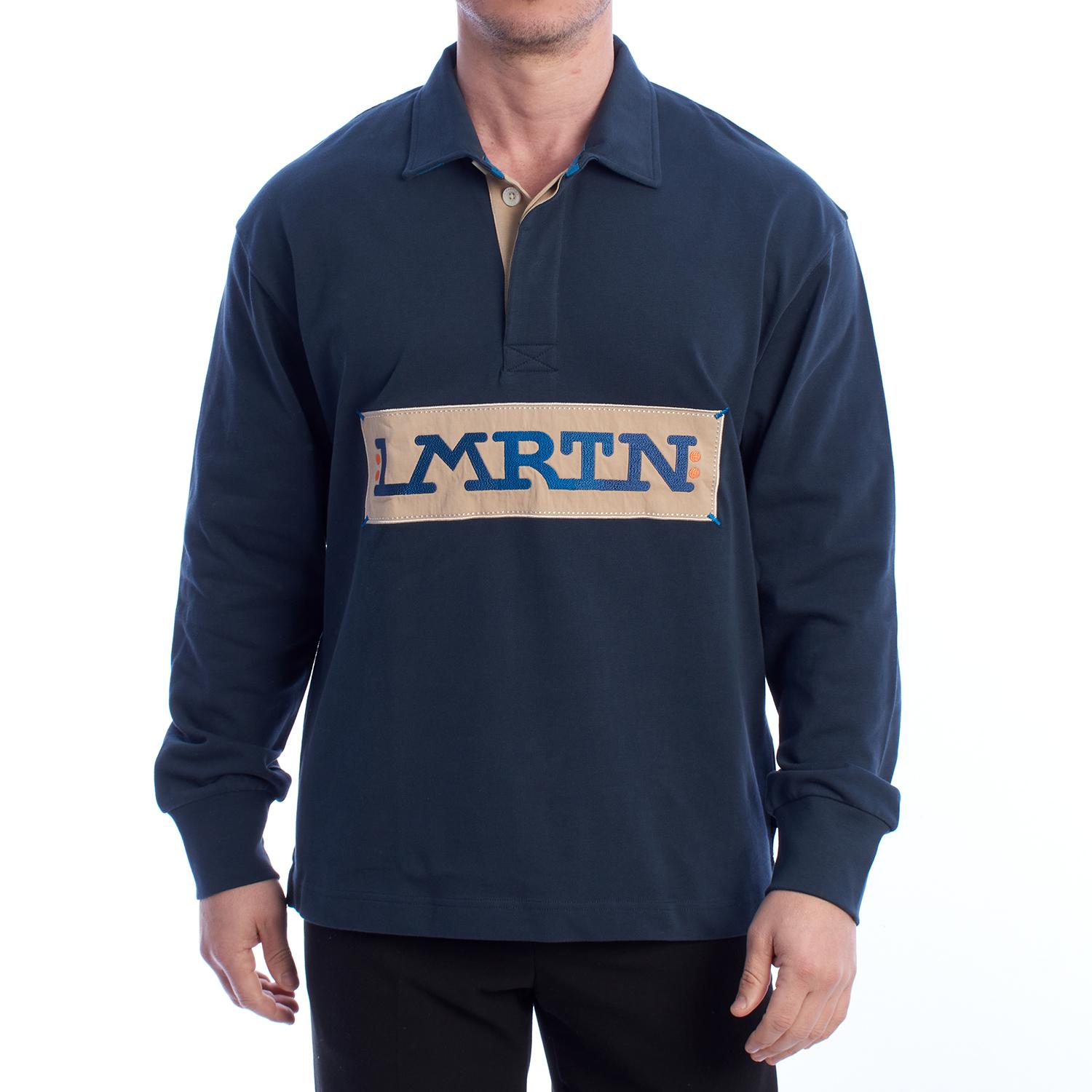 LA MARTINA Heren Poloshirt met lange mouwen en over pasvorm UMP316-JS305 L blauw