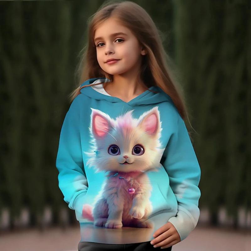 Bobby3 kinderen Hoodies 3D Print Dier Kat Streetwear Jongens Meisjes Unisex Sweatshirts Oversized Hoodie Kawaii Truien Trainingspakken Kleding 130