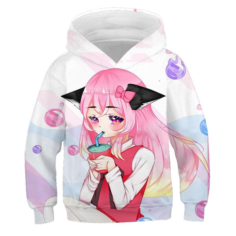 ETST 011 Anime Hoodie Aphmau Merch Hoodies voor meisjes Kawaii Cartoon Sweatshirts Tieners 3D Print Truien Kinderkleding Lente S