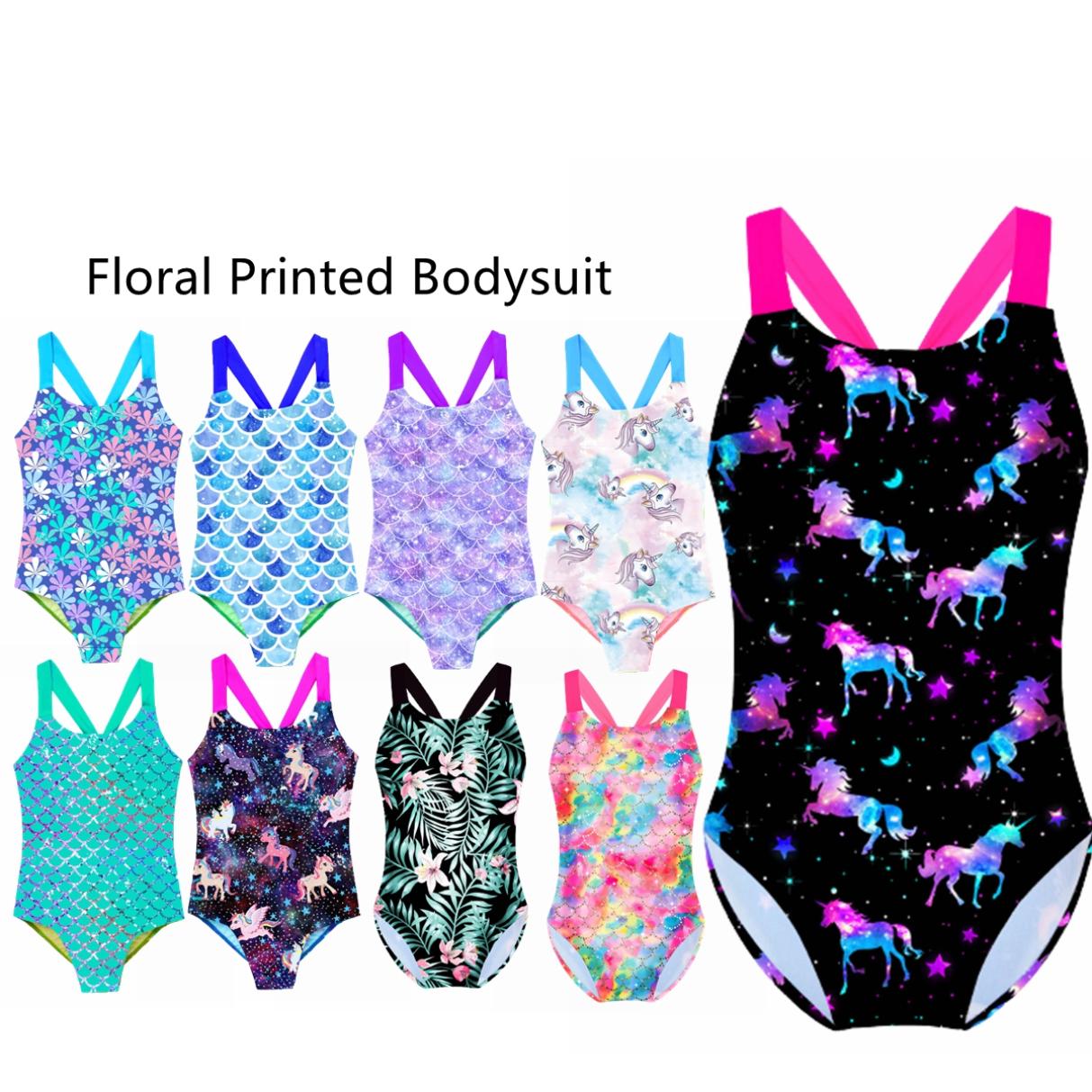YOOJIA Kinderen Meisjes Zwemkleding Eendelig Rash Guard Badpak Badmode 7-8 Years blauw