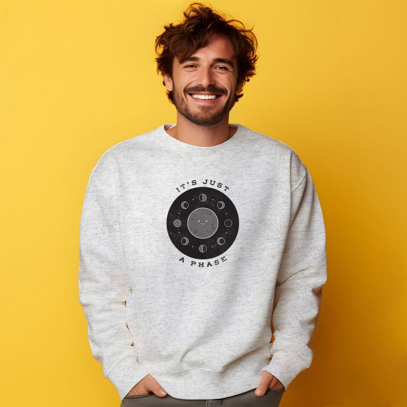 Le Roi du Tshirt Sweat Homme - ITS JUST A PHASE XS heide grijze kleur
