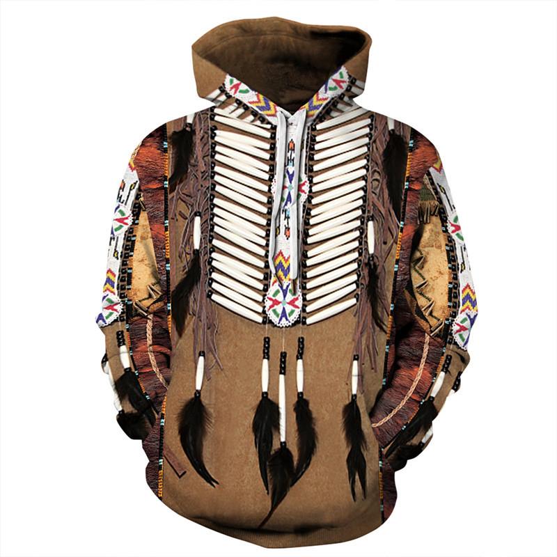 ETST 011 Indiase Boheemse Europese en Amerikaanse modeliefhebbers Hoodie Heren Losse grote maat 3D-geprinte herenhoodie past bij alles S