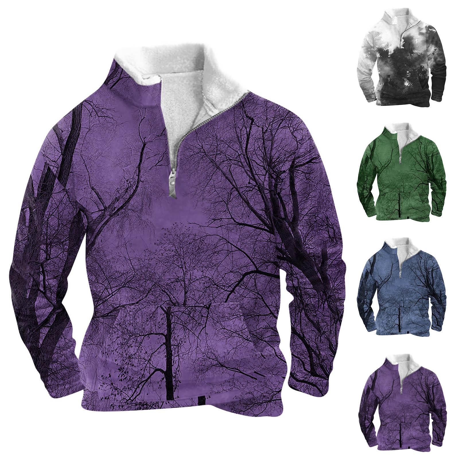 YiGeiWoLiGiaoGiao Lente en herfst herensweatshirt met staande kraag is outdoor casual truien tops L paars