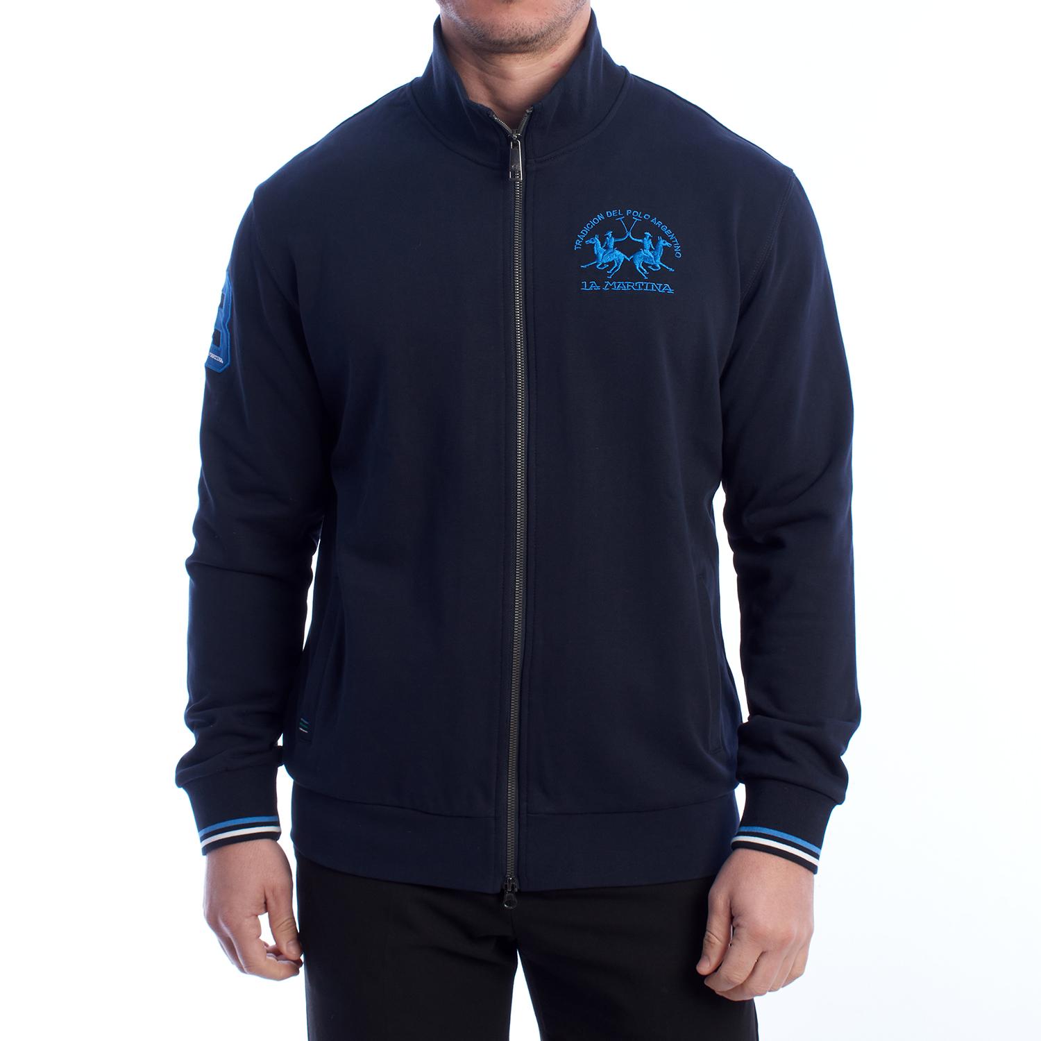 LA MARTINA Heren Regular Fit Sweatshirt met rits YMF300-FP568 S blauw
